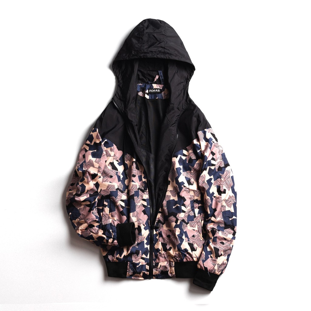 Áo khoác dù hoạ tiết FOFAS có nón, nam nữ cặp đôi mặc được, kiểu dáng thể thao 2 lớp