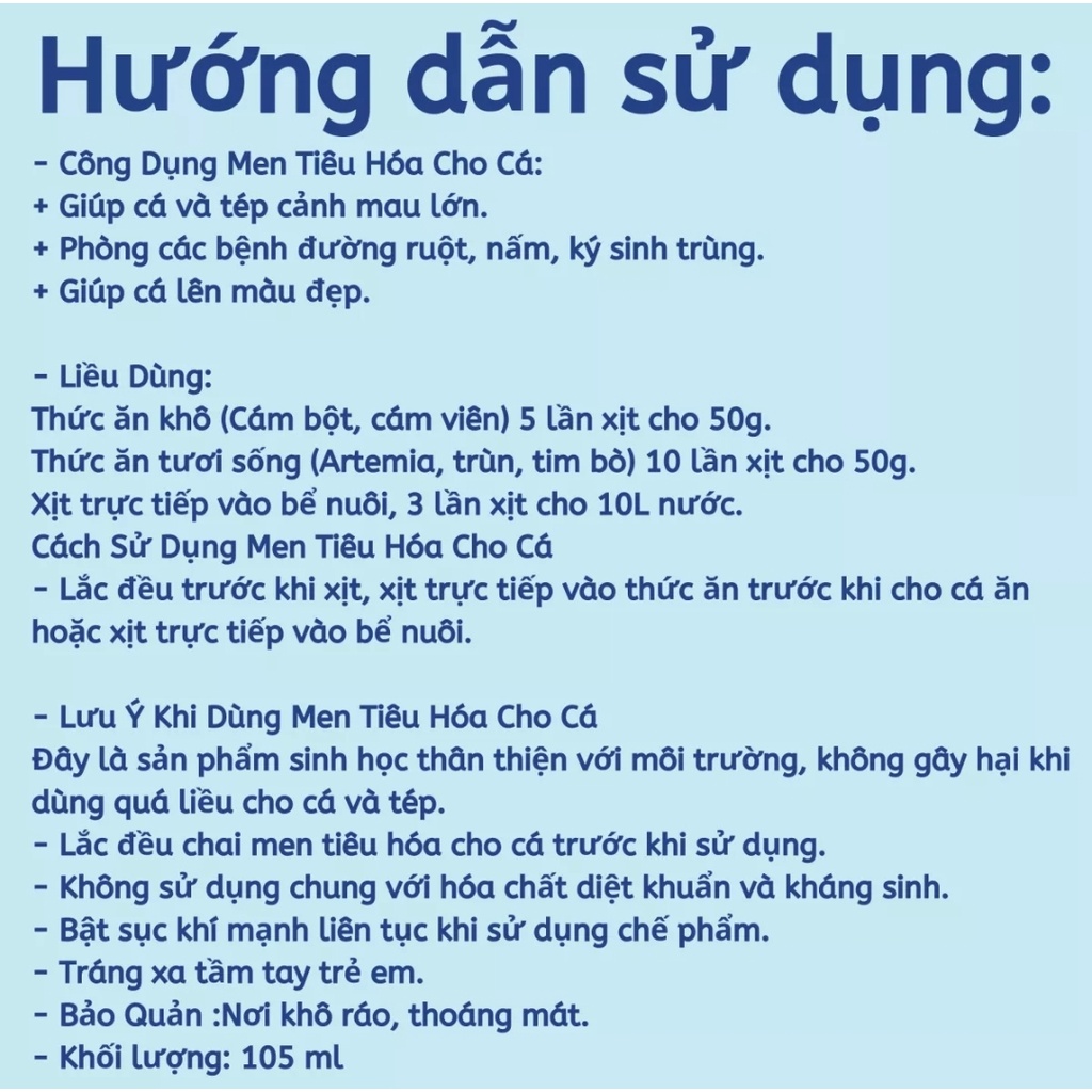 KoiKa BAC+ Vi Sinh TIÊU HÓA Cho CÁ Cảnh Và TÉP Cảnh Thủy Sinh