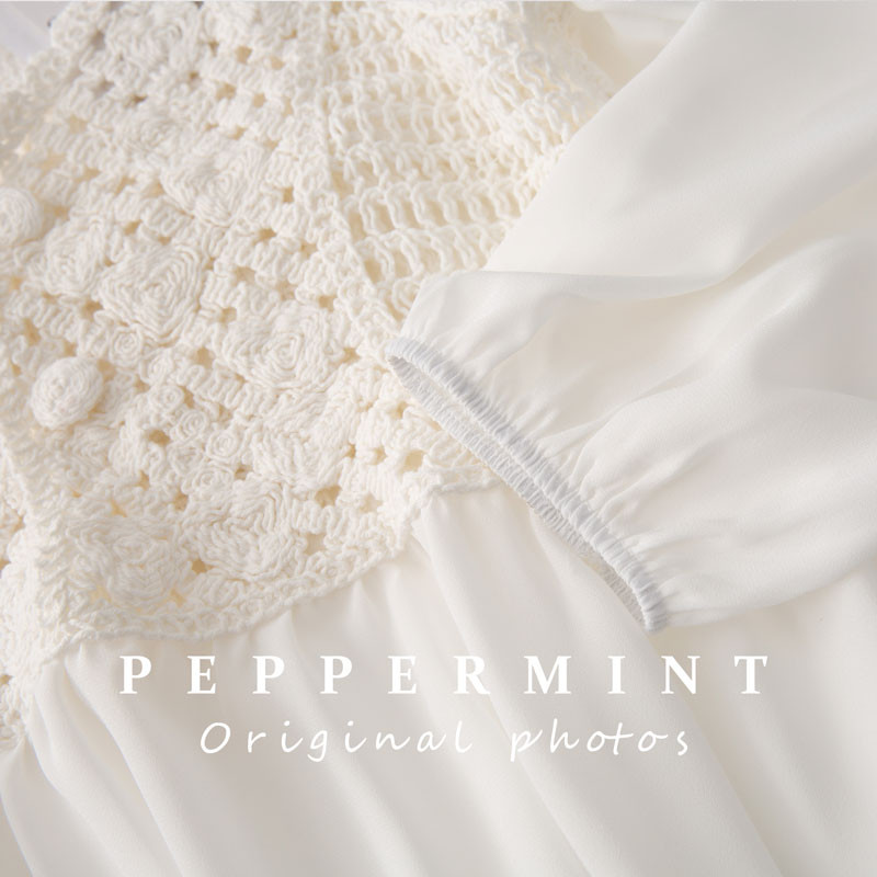 Áo sơ mi chiffon tay dài phối ren phong cách cho nữ 42253