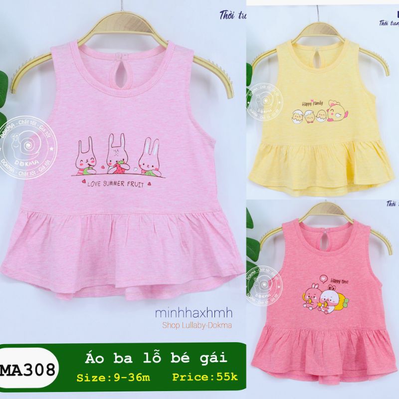 [DOKMA] Áo-váy sát nách (Ba lỗ) mẫu mới 2021 siêu mát-mềm ( Sz 9-36m)