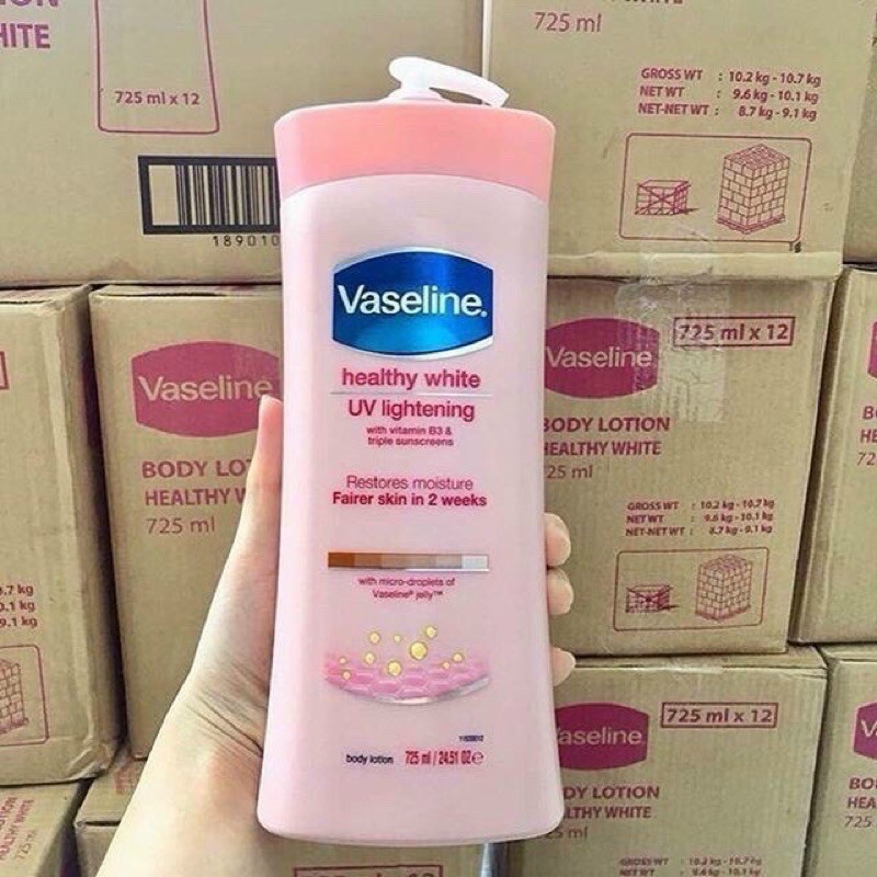 sữa dưỡng thể vaseline màu hồng heathy white dưỡng ẩm làm sáng và mềm