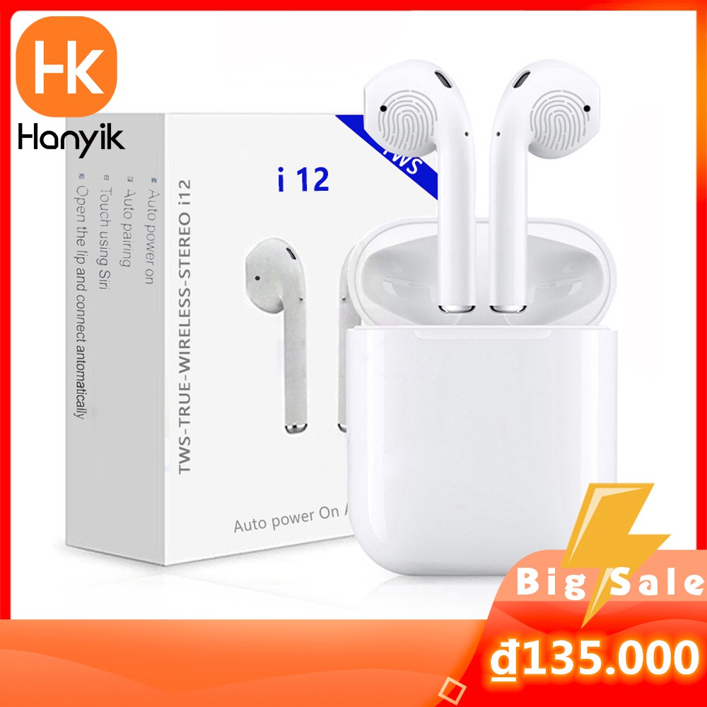 tai nghe bluetooth i12 Inpod i12 không dây TWS Bluetooth 5.0 kèm vỏ bảo vệ combo for android,apple,ios,iphone