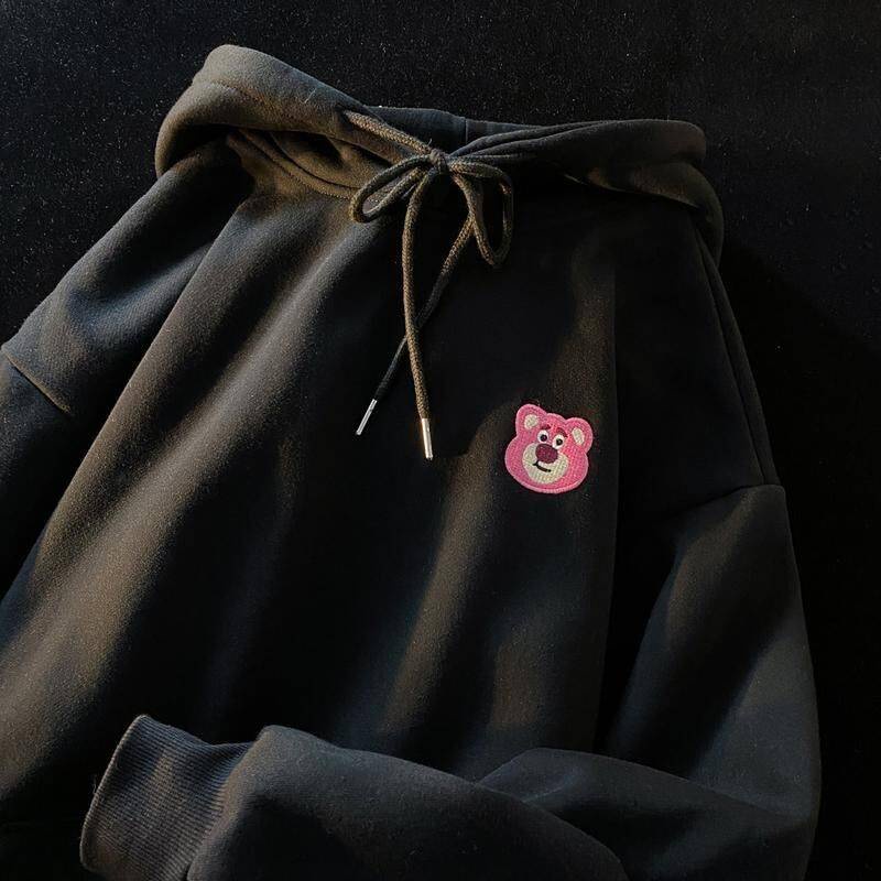 Áo Hoodie Cỡ Lớn 150Kg Hình Gấu Dâu Tây Ba Chiều Phong Cách Đường Phố Mỹ Niche C Cho Nữ