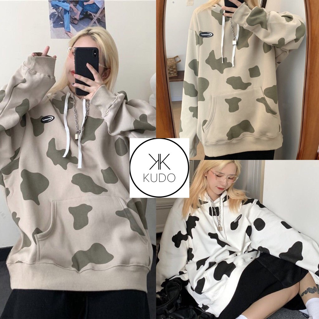 Áo Hoodie Bò Sữa/ Áo nỉ nữ họa tiết loang đen trắng bò sữa cute SIÊU HOT | BigBuy360 - bigbuy360.vn