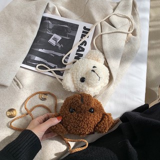 túi đeo chéo gấu bông xù cho bé (có sẵn)