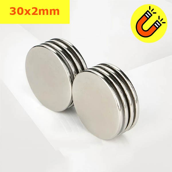 Nam châm tròn 30x2mm loại nam châm đất hiếm màu trắng