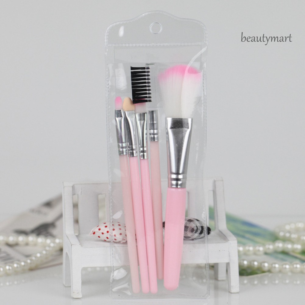 [Hàng mới về] Set 5 Cọ Trang Điểm Phấn Mắt / Kem Nền / Kẻ Mắt / Môi Tiện Dụng