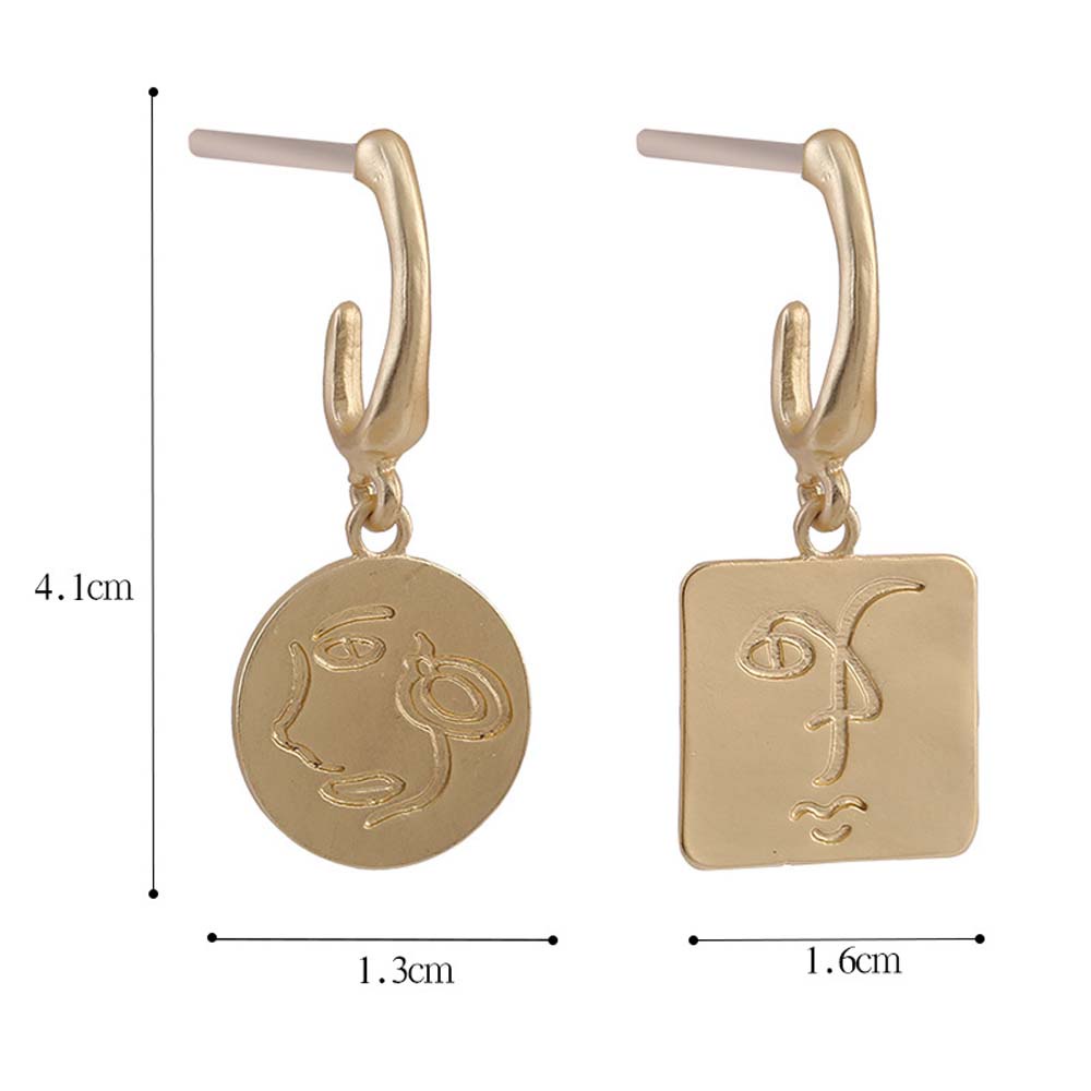 Khuyên Tai Kim Loại Không Đối Xứng Nhiều Màu Sắc Thời Trang Cổ Điển Cho Nữ