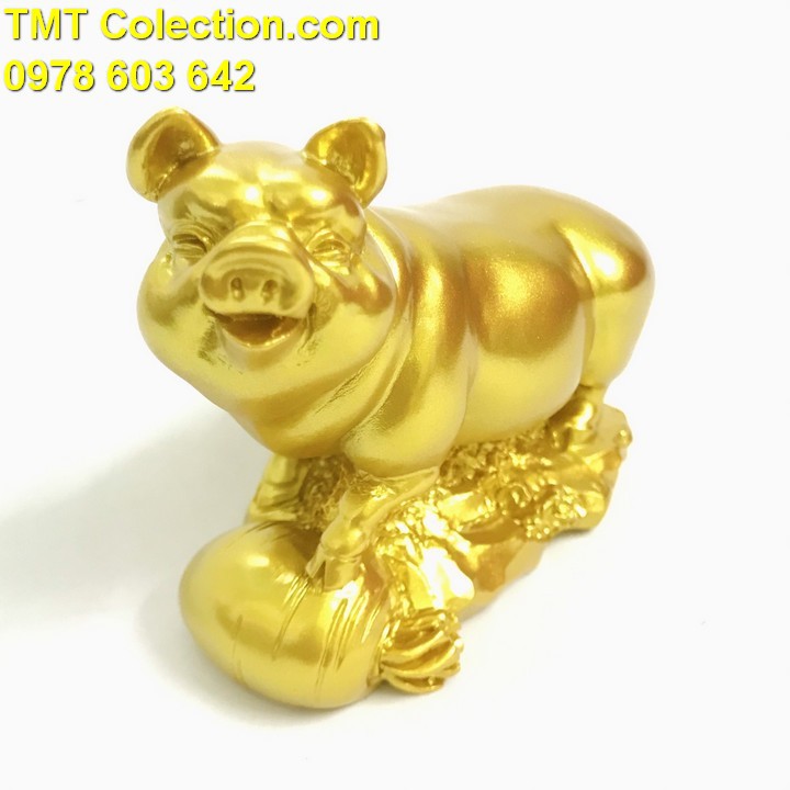 Tượng Con Heo Vàng, trang trí bàn sách, bàn làm việc -TMT Collection - SP005240
