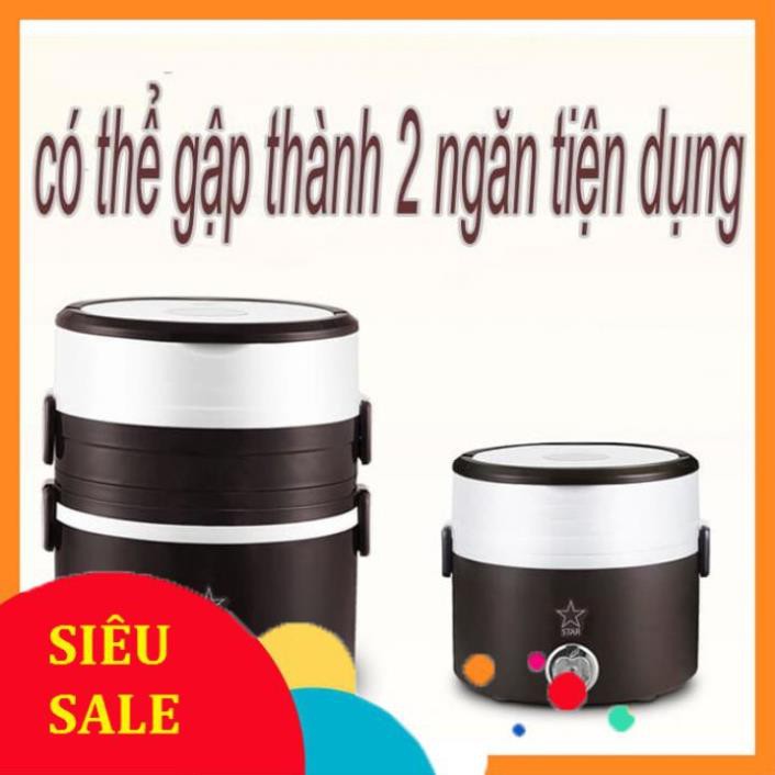 Hộp cơm văn phòng cắm điện đa năng tiện dụng dung tích lớn | Hộp đựng cơm 3 tầng inox cao cấp - BH 6 tháng