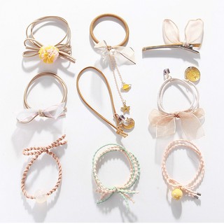 Túi rút Set 9 Dây cột tóc style HÀN đính đá XINH XẮN co giãn hạn chế đứt gãy tóc cho bạn gái