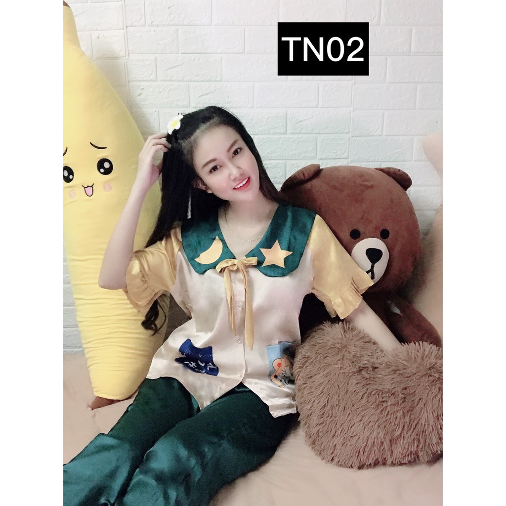 Set Bộ Ngủ Pizama Mặc Nhà- Bộ Pijama Nữ Chất Lụa Cao Cấp TN Hàng Thiết Kế Độc Lạ Siêu Đẹp-Kèm Hình Thật