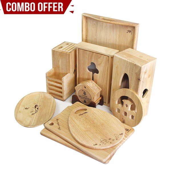 Quà tân gia | Quà mừng tân gia nhà mới dưới 500k cao cấp | Hàng Chính Hãng| Combo dụng cụ nhà bếp bằng gỗ
