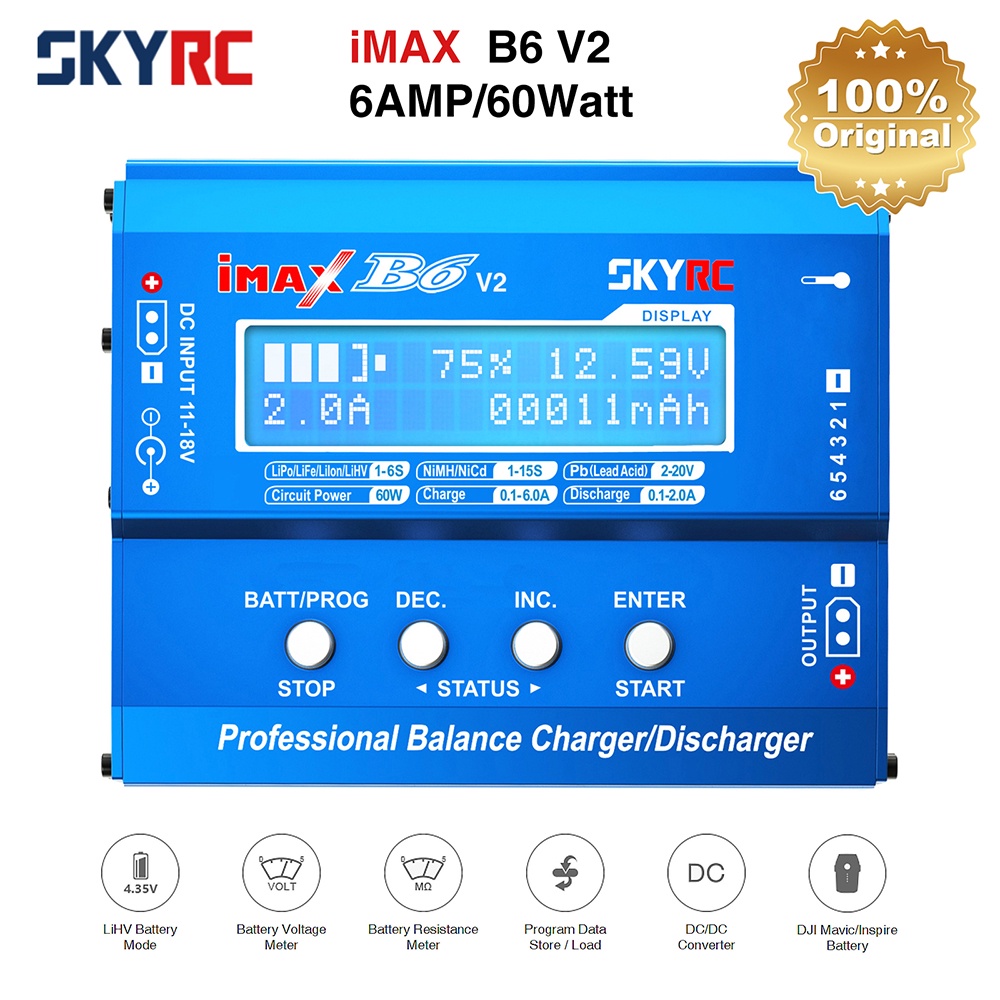 Original SKYRC IMAX B6 V2 Balance Charger Discharger 6A 60W For DJI Mavic TB4X NiMH NiCD LiHV NiCd P