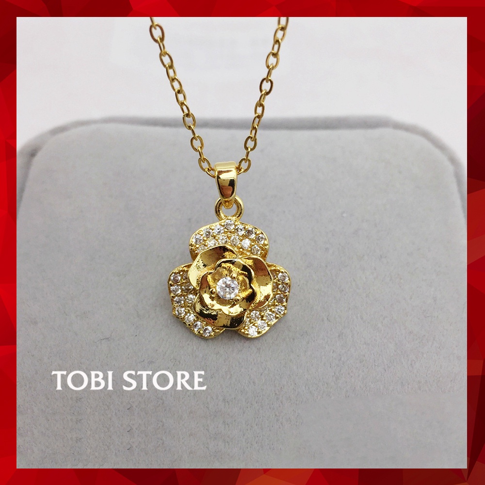 [Không đen gỉ] Dây chuyền thép titan mạ vàng mặt hoa hồng vàng TB547