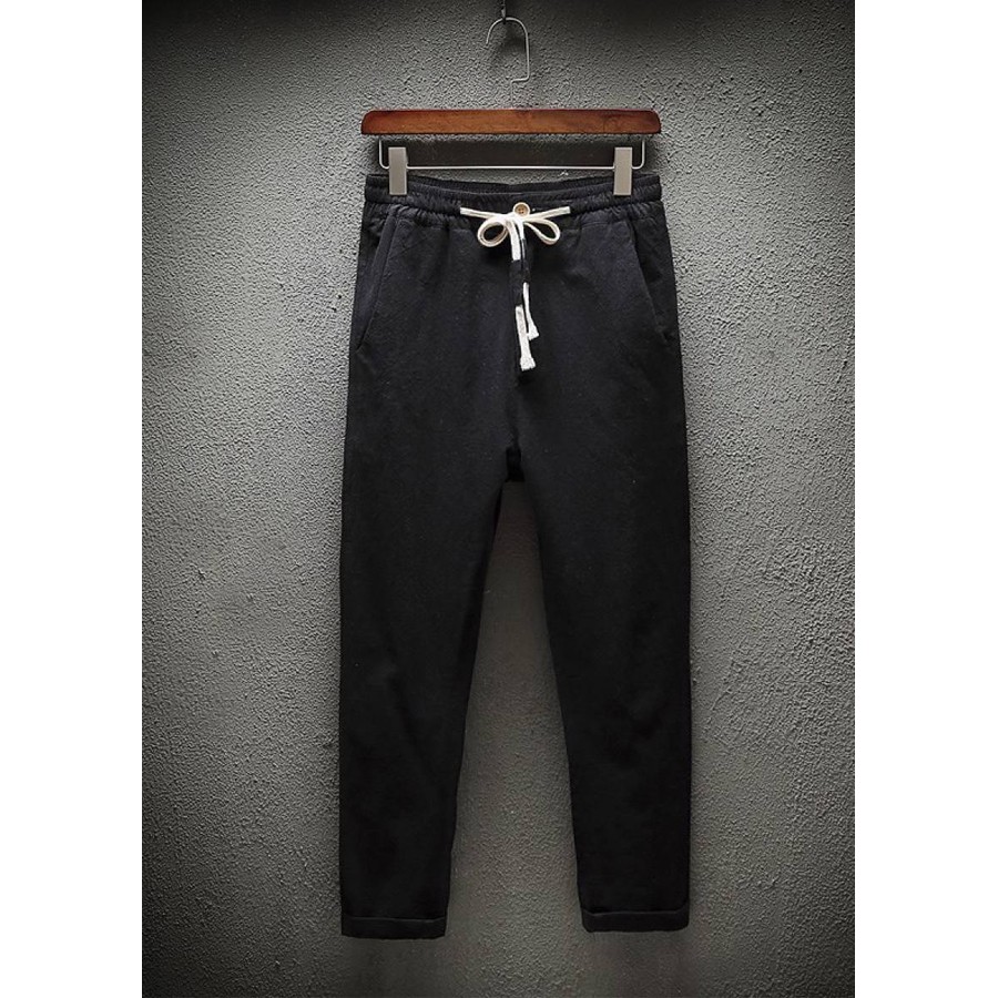 Quần Đũi Dài Nam Nữ Ống Ôm Nhẹ Cạp Dây Rút Có Khuy Cài Khóa Kéo Chất Đũi Mát Chất Đũi