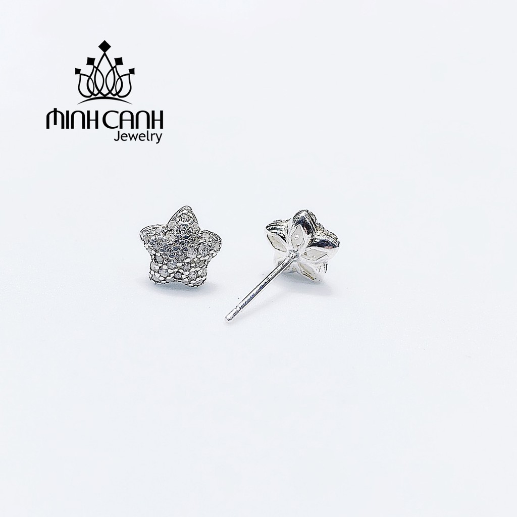 Bông Tai Bạc Sao Phồng Đính Đá - Minh Canh Jewelry