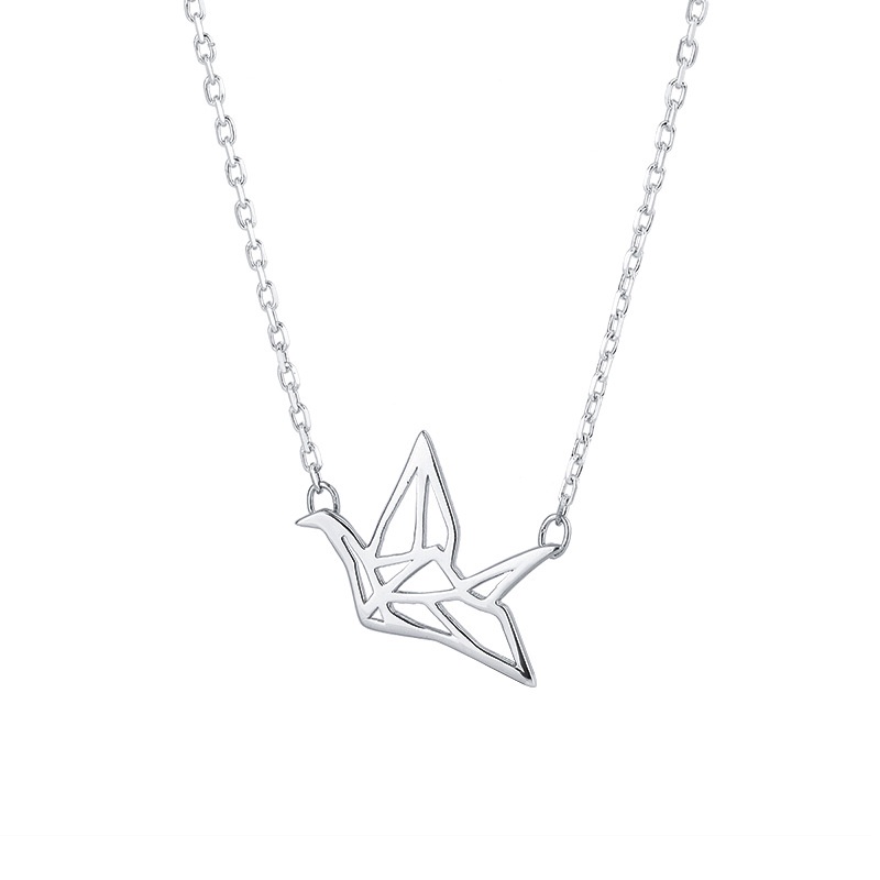 Ahellogirl Vòng cổ Mạ Bạc Mặt Chim Thời Trang