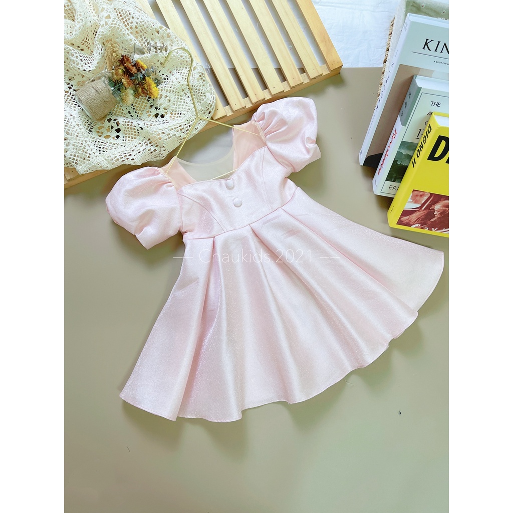 Đầm , váy công chúa đính cúc tay bồng diện Tết sự kiện cực đẹp cho bé gái Namkidshop (V532)