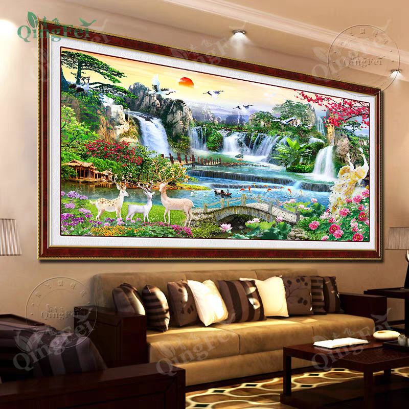 Tranh thêu Sơn Thủy Hữu Tình E102 (100 x 55cm)