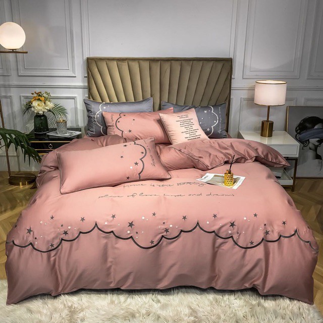 Sét chăn ga gối lụa thêu nhập khẩu hót hít 2020