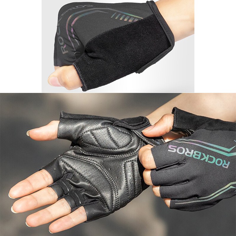 ROCKBROS Gloves MTB Road Male High Reflective Anti-Slip Shockproof Fingerless