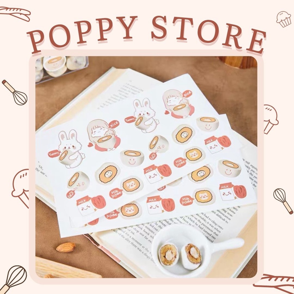 Decal, sticker dễ thương, trang trí hộp bánh, quà tặng - POPPY STORE