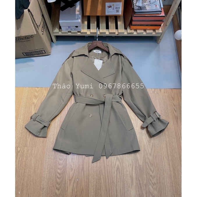 Áo khoác mangto lỡ kèm đai chính hãng Boiling