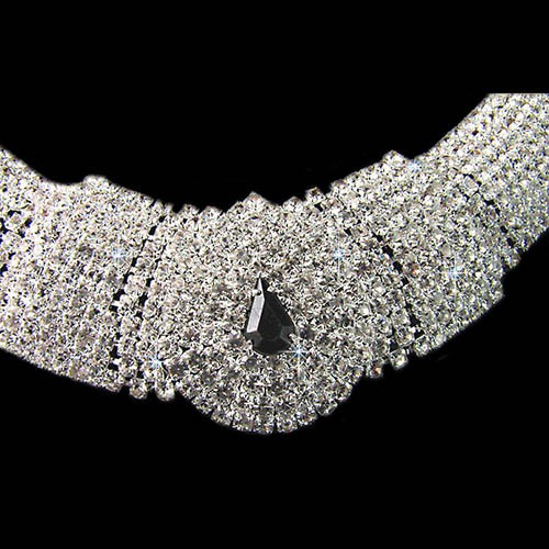 Bộ Vòng cổ + Đôi Khuyên Tai Đính Đá Thời Trang Cho Nữ