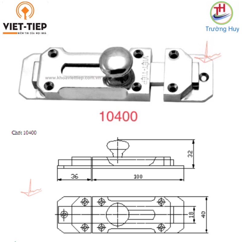 [chính hãng] Chốt cửa Việt Tiệp 10400