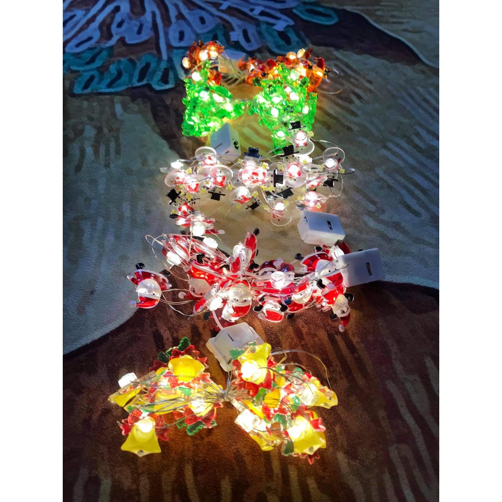 Đèn Led Đom Đóm Hình Ông Già Noel Và Người Tuyết Trang Trí Decor Giáng Sinh Christmas - Kemshop K83