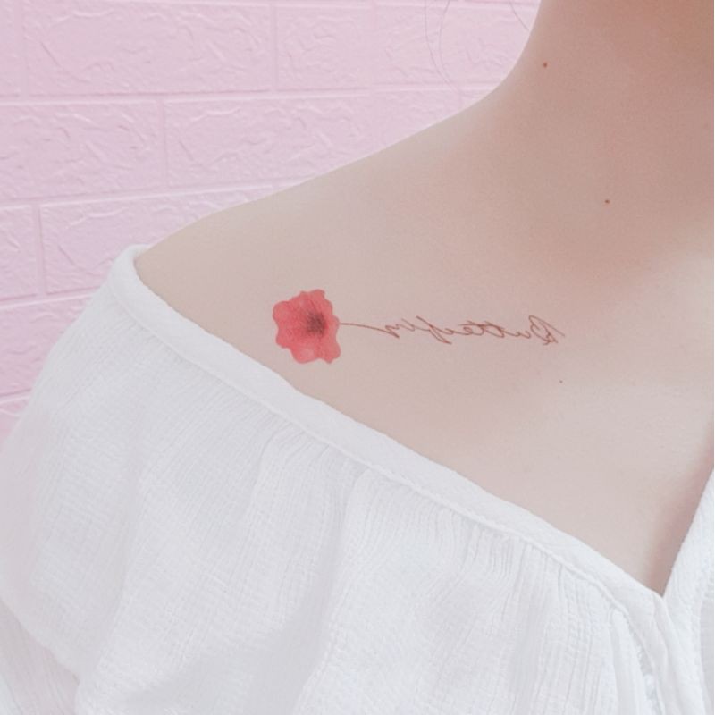 Hình xăm dán tatoo hoa qs293. Xăm dán tatoo mini tạm thời, size &lt;10x6cm