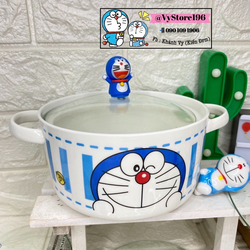 NỒI SỨ ĂN MÌ ĐÔREMON / THỐ NẤU SOUP HOẠT HÌNH ĐÔRAEMON ĐUN ĐƯỢC TRỰC TIẾP TÊN BẾP