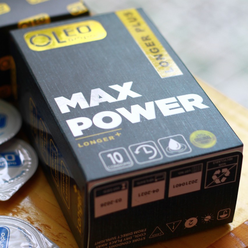 [Che tên sp] Bao Cao Su gân Gai Bi Kéo Dài Thời Gian – Delay Benzocaine 7%  OLeo Max Power 10 Cái Cao Cấp 10 Cái