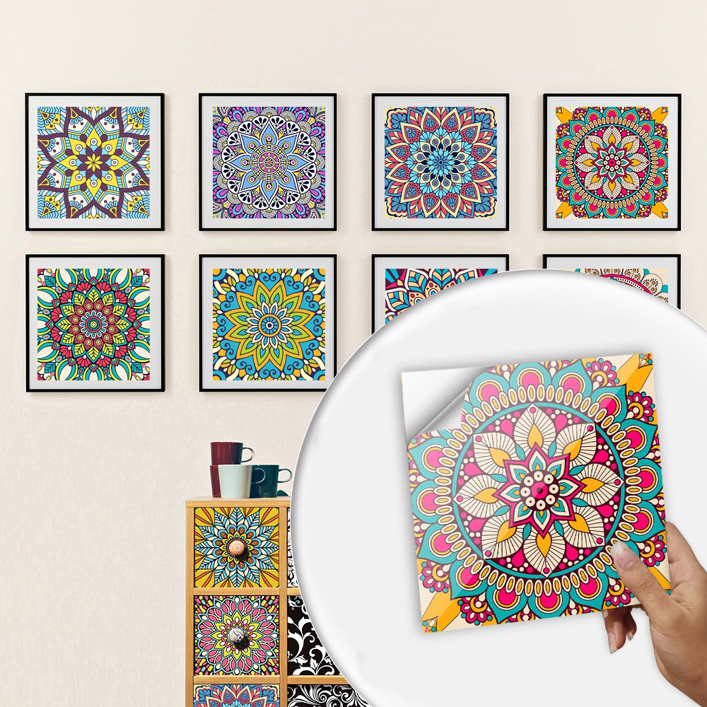 Giấy dán tường họa tiết mandala tự dính chống thấm nước trang trí nhà bếp/phòng tắm | BigBuy360 - bigbuy360.vn