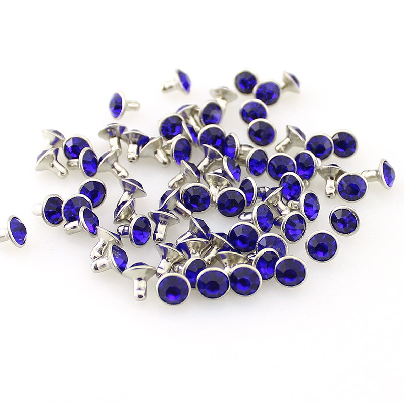 Bộ 100 Đinh Tán 7mm Đính Đá Nhiều Màu Thời Trang Làm Đồ Da DIY