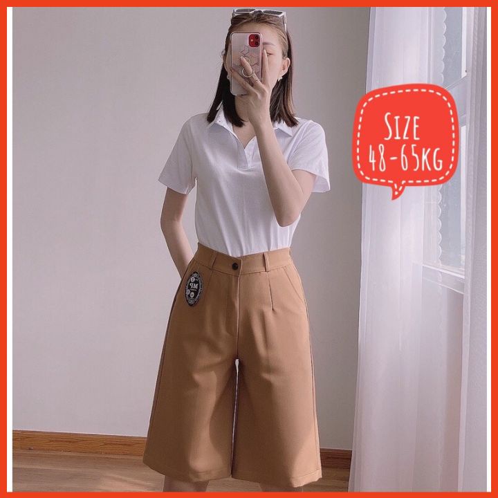 Quần ngố nữ ống rộng dây kéo ♻️VẢI ĐẸP♻️lững ống rộng nữ [mẫu 02]