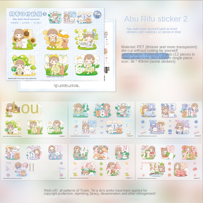 Miếng sticker PET chống thấm nước họa tiết hoạt hình sáng tạo trang trí cho bé gái