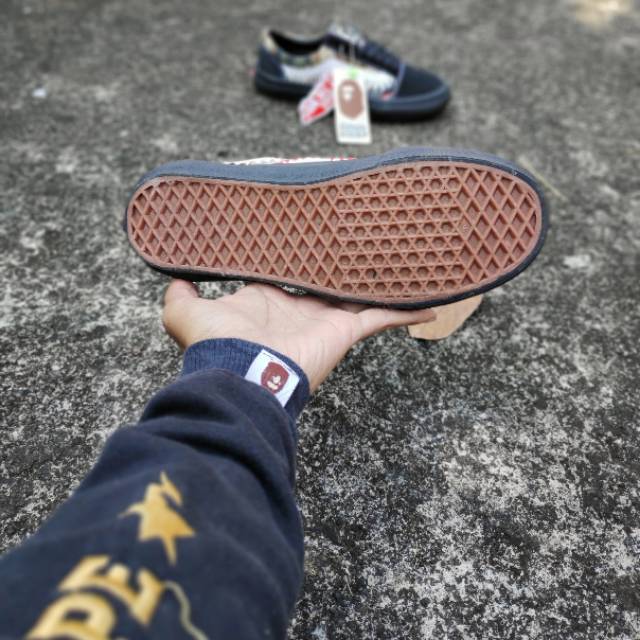 Giày Thể Thao Vans Og X Bape Màu Xanh Đen Cá Tính Cho Nam