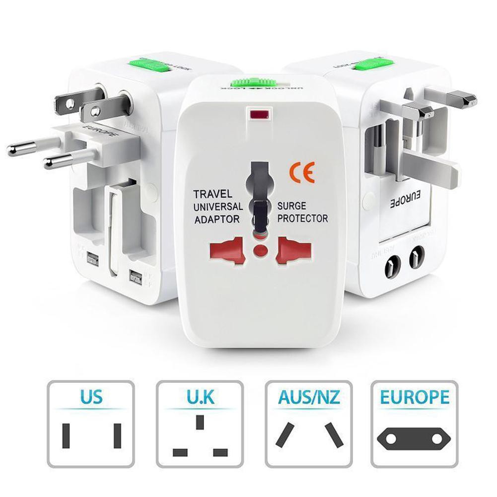 Phích cắm điện chuyển đổi AC 110V-250V 6A US EU AU UK có đèn LED thích hợp để đi du lịch thế giới