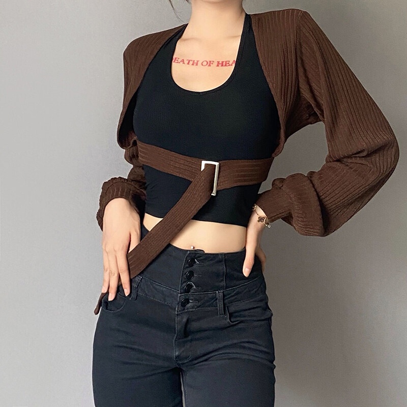 Kliou 2023 new Bộ áo cardigan 2 mảnh KLIOU 2023 tay dài phong cách đường phố thời trang xuân hè 2022