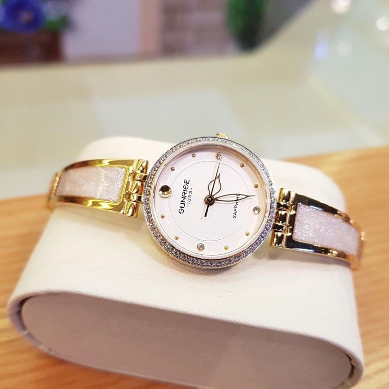 Đồng hồ nữ chính hãng dây kim loại Sunrise 9957AA Sapphire Chống Xước, Chống Nước