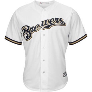 Mens Milwaukee Brewers Baseball Jersey White Navy Grey
