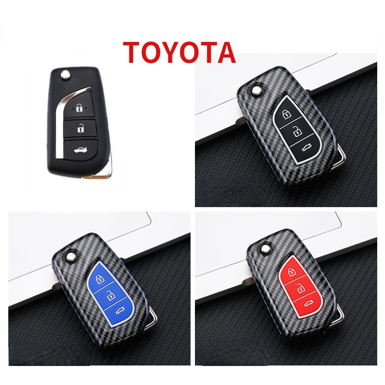 Vỏ Bọc Chìa Khóa Bằng Hợp Kim Sợi Carbon Cho Toyota Rav4 Camry altis VIOS WISH CHR Prado Yaris Toyota Hilux Revo Innova Rav4 Fortuner Altistis