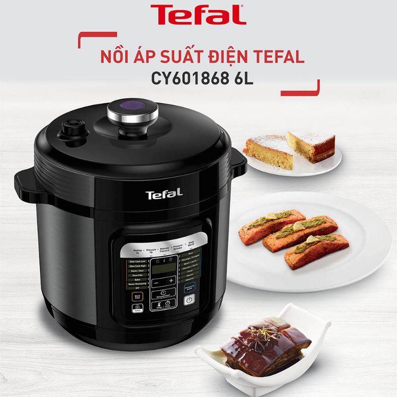Nồi Áp Suất/ Nồi Hầm Đa Năng Điện Tử Cao Cấp TEFAL CY601868 6L 1000W - Giadungtiennghigmart