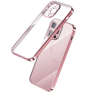 Ốp Khung Vuông Mạ Sang Trọng Cho iPhone 11 12 13 Pro Max X XR 7 8 Plus Vỏ Chống Sốc Silicon Trong Suốt