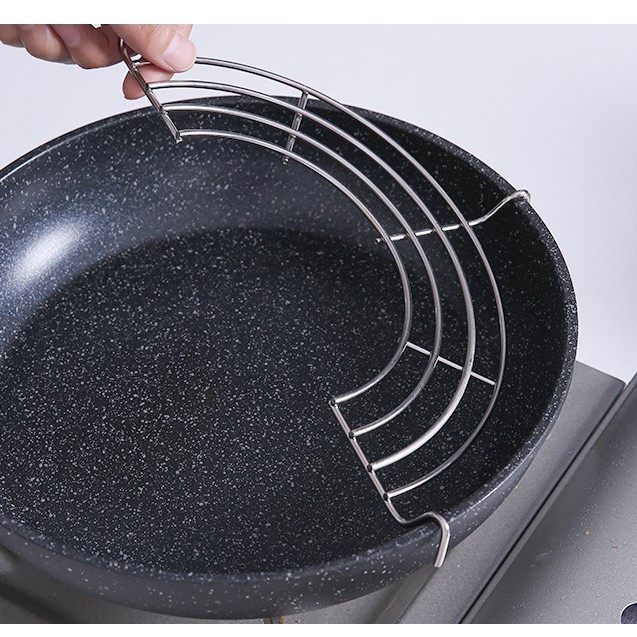 Freeship Vỉ gác chảo chiên rán dầu mỡ Inox cao cấp loại dày đủ size 20-22-24-26-28cm | BigBuy360 - bigbuy360.vn