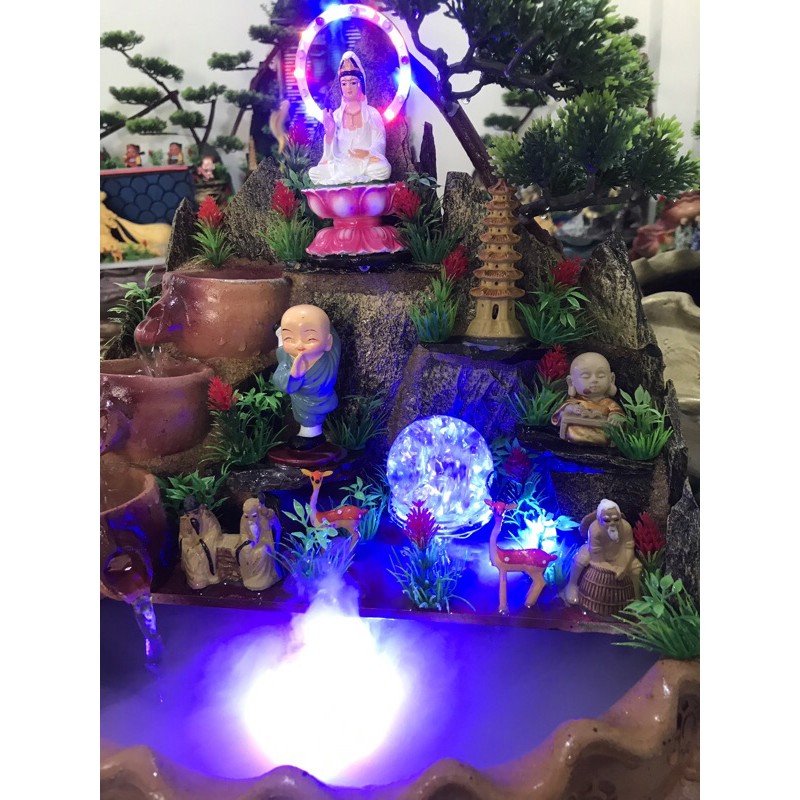 Thác nước để bàn Mẹ Quan Âm, non bộ, bonsai, thuỷ sinh bán cạn, trồng cây