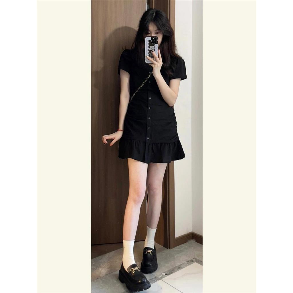 Đầm Cổ Chữ V Phối Bèo Nhún Phong Cách Pháp 65184