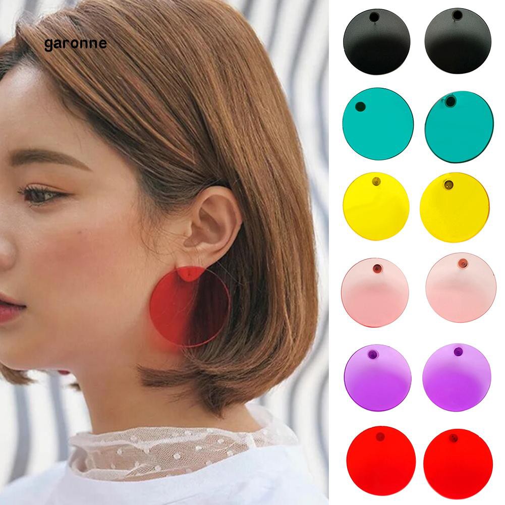 Đôi bông tai tròn bằng acrylic trong suốt độc đáo cá tính cho nữ